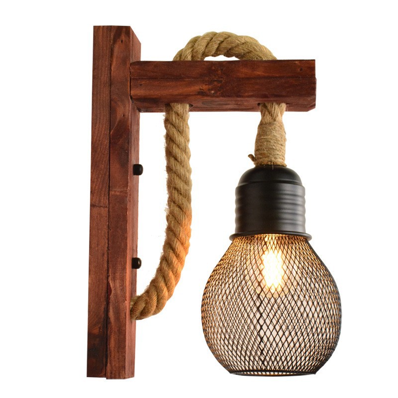 Industrial style antique wood decorative lamp